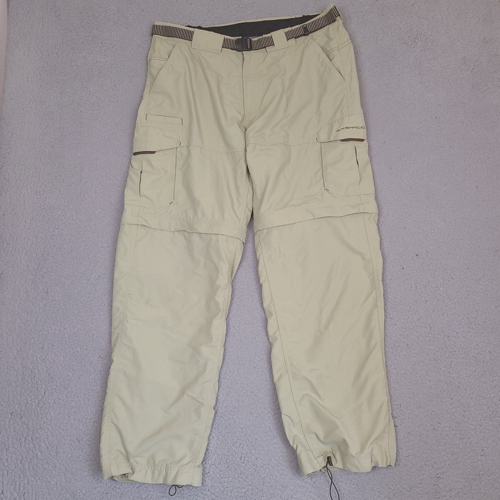 ExOfficio Convertible Pants Mens Large 37x30.5 Brown Tan Belted Quick‎ Dry Cargo